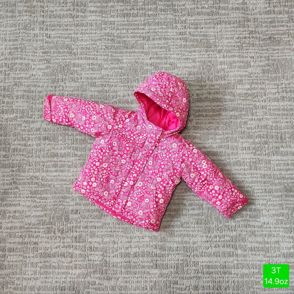 Columbia Toddler Girls Pink Floral Hooded Winter Puffer Jacket Size 3T
